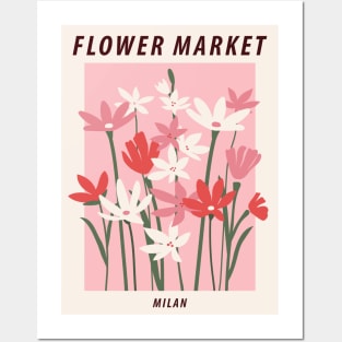 Flower market print, Milan, Cute pink flowers art, Posters aesthetic, Floral art, Retro print, Cottagecore Posters and Art